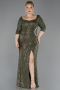Olive Drab Long Scaly Plus Size Evening Dress ABU3258