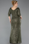 Olive Drab Long Scaly Plus Size Evening Dress ABU3258
