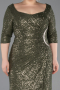 Olive Drab Long Scaly Plus Size Evening Dress ABU3258