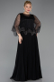 Long Black Chiffon Formal Plus Size Dress ABU5863