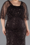 Long Brown Beaded Plus Size Evening Dress ABU5722