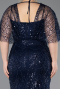 Long Navy Blue Beaded Plus Size Evening Dress ABU5722