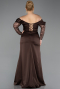 Long Brown Satin Plus Size Evening Dress ABU5831