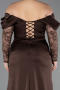Long Brown Satin Plus Size Evening Dress ABU5831