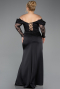 Long Black Satin Plus Size Evening Dress ABU5831