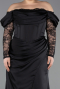 Long Black Satin Plus Size Evening Dress ABU5831