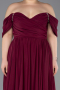 Cherry Colored Boat Neck Long Chiffon Plus Size Prom Dress ABU3738