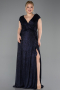 Long Navy Blue Plus Size Evening Gown ABU5836