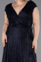 Long Navy Blue Plus Size Evening Gown ABU5836