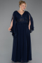 Navy Blue Long Chiffon Plus Size Evening Dress ABU4638