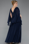 Navy Blue Long Chiffon Plus Size Evening Dress ABU4638
