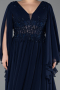 Navy Blue Long Chiffon Plus Size Evening Dress ABU4638