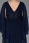 Navy Blue Long Chiffon Plus Size Evening Dress ABU4638