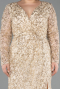 Long Gold Scaly Plus Size Evening Gown ABU5871