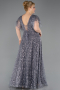 Long Anthracite Plus Size Engagement Dress ABU5872