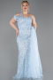 Long Light Blue Plus Size Evening Dress ABU5844