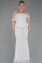 Long White Dantelle Plus Size Evening Dress ABU5876