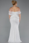Long White Dantelle Plus Size Evening Dress ABU5876