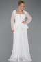 Long White Dantelle Plus Size Evening Dress ABU5881