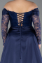Long Navy Blue Dantelle Plus Size Evening Dress ABU5724