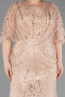 Long Gold Beaded Plus Size Evening Gown ABU5800
