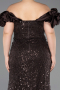 Dark Brown Long Beaded Plus Size Engagement Dress ABU4788