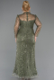 Long Olive Drab Beaded Plus Size Evening Gown ABU5643