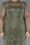 Long Olive Drab Beaded Plus Size Evening Gown ABU5643