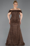 Long Brown Dantelle Oversized Evening Dress ABU5824