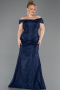 Long Navy Blue Dantelle Oversized Evening Dress ABU5824