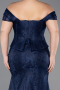 Long Navy Blue Dantelle Oversized Evening Dress ABU5824