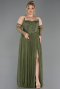 Olive Drab Long Dantelle Plus Size Evening Dress ABU5882