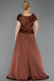 Long Light Brown Satin Plus Size Evening Gown ABU5835