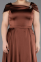 Long Light Brown Satin Plus Size Evening Gown ABU5835