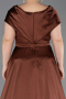 Long Light Brown Satin Plus Size Evening Gown ABU5835