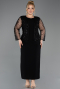 Midi Black Plus Size Evening Dress ABK2418
