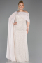 Long Beige Beaded Plus Size Evening Dress ABU5819