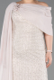 Long Beige Beaded Plus Size Evening Dress ABU5819