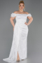 Long White Dantelle Plus Size Evening Dress ABU5729