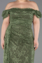 Long Olive Drab Dantelle Plus Size Evening Dress ABU5729