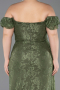 Long Olive Drab Dantelle Plus Size Evening Dress ABU5729