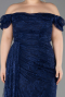 Long Navy Blue Dantelle Plus Size Evening Dress ABU5729