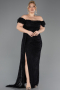 Long Black Dantelle Plus Size Evening Dress ABU5729