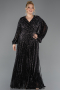 Long Black Scaly Formal Plus Size Dress ABU5857