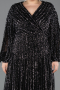 Long Black Scaly Formal Plus Size Dress ABU5857