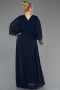 Long Navy Blue Chiffon Formal Plus Size Dress ABU5860
