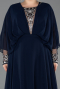 Long Navy Blue Chiffon Formal Plus Size Dress ABU5860