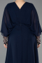 Long Navy Blue Chiffon Formal Plus Size Dress ABU5860