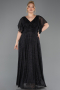 Black-Silver Long Plus Size Evening Dress ABU5323