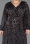 Long Anthracite Scaly Formal Plus Size Dress ABU5857